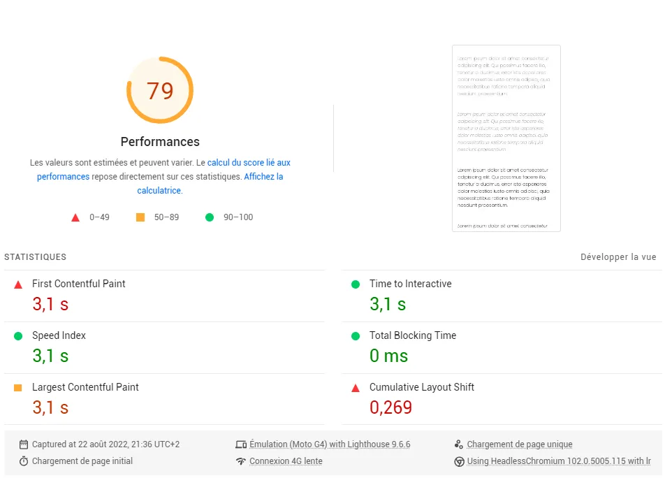 perfermences test google